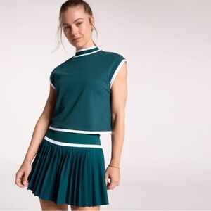 CALIA Women's Ribbed Cropped Mock Neck Tank - Green - NWT